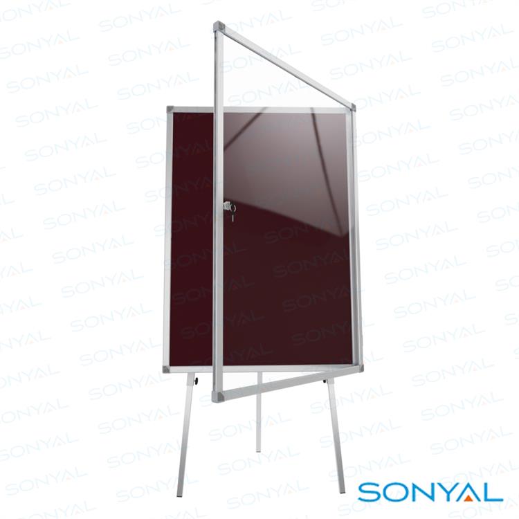 Sonyal 50X70 Yükseklik Ayarlı Kilitli Kumaş Kaplı Camlı Ayaklı İlan Panosu